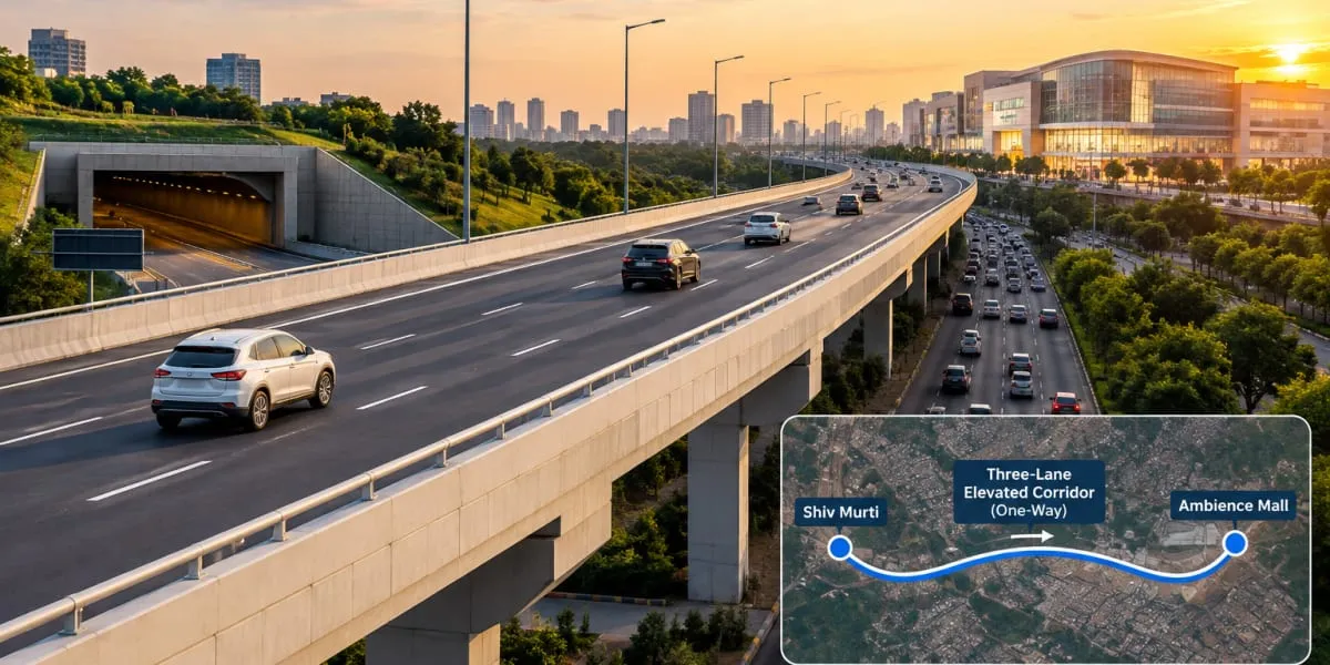 Three-Lane Link Planned from Shiv Murti to Ambience Mall