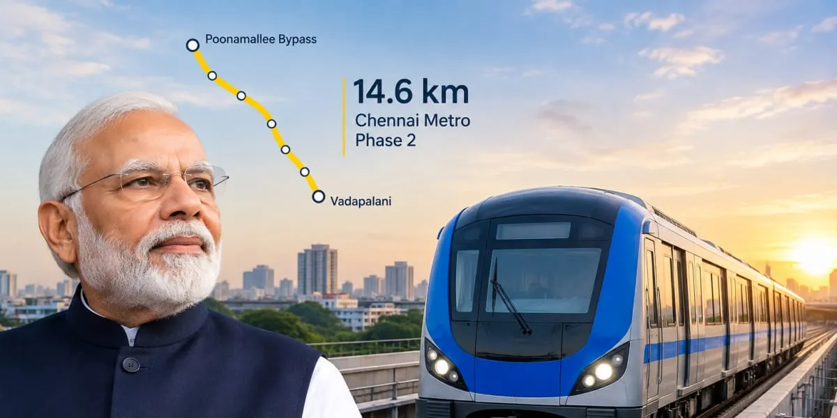 PM Modi to Launch First 14.6-km Chennai Metro Phase 2 Stretch