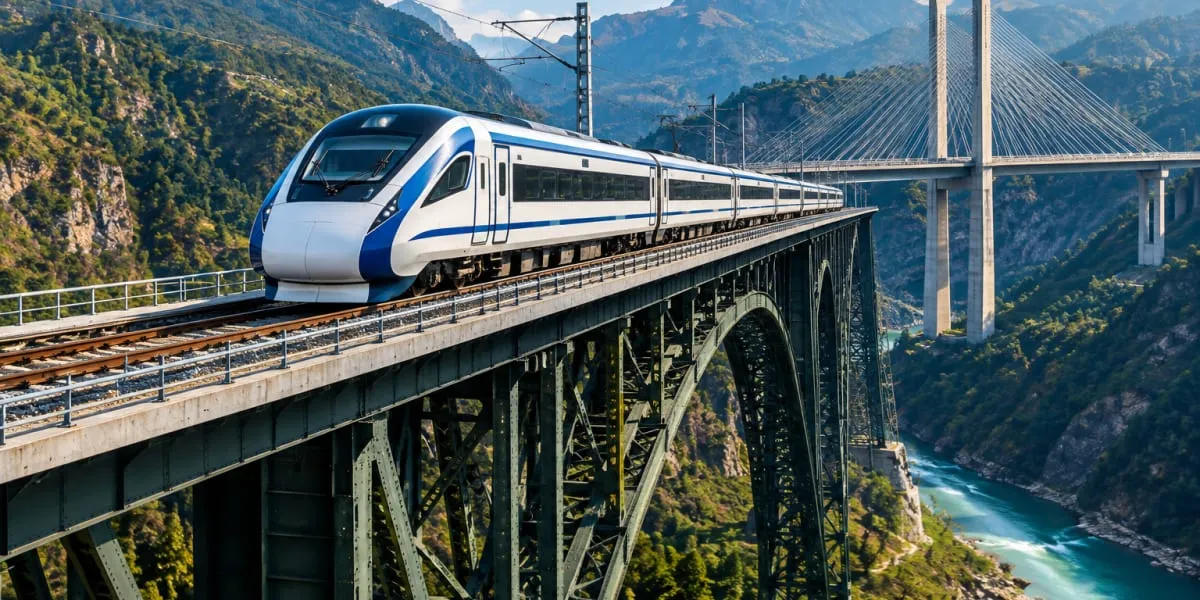 Vande Bharat Crosses Chenab, Anji Bridges at 100 kmph