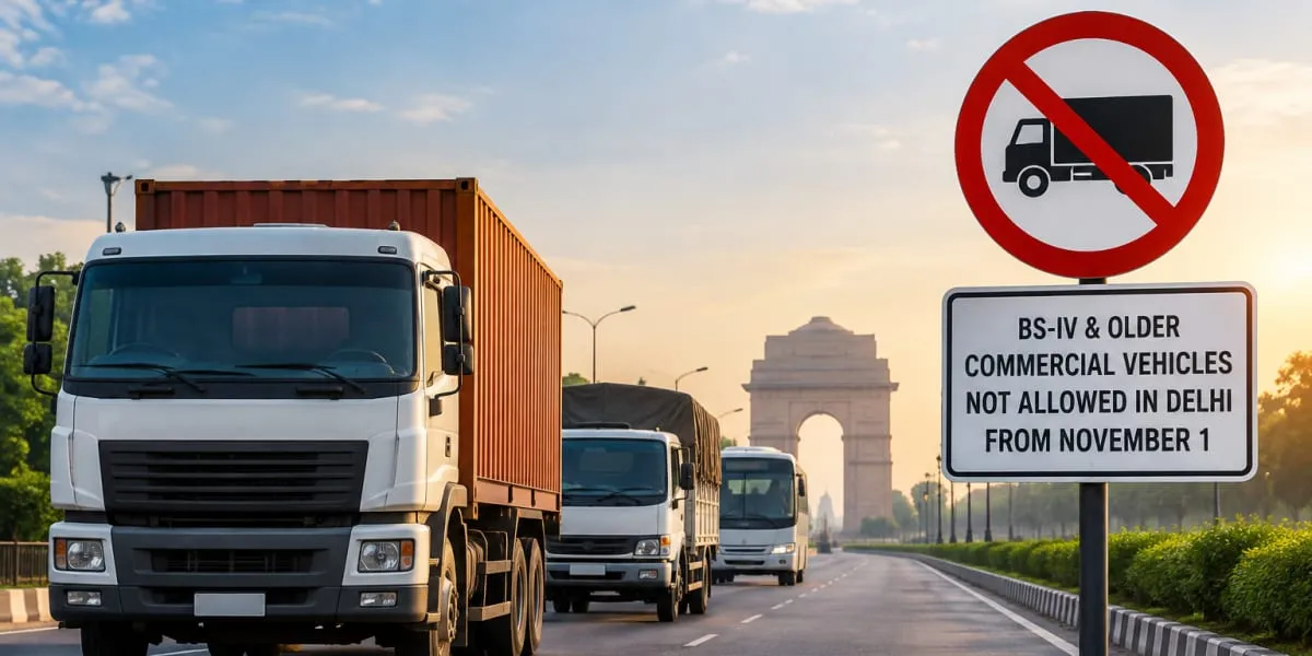 Delhi to Bar BS-IV and Older Commercial Vehicles from November 1