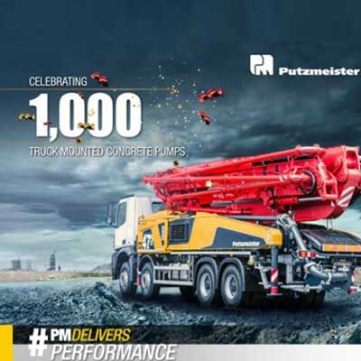 Putzmeister delivered its 1,000th Putzmeister Truck Mounted Boom Pump from its factory in Goa, this month.