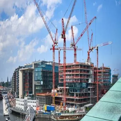 WOLFF cranes constructing high bridge over Neckar Valley