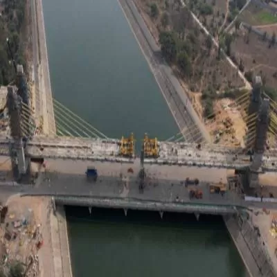 Gandhinagar metro's Narmada main canal cable bridge nearing completion