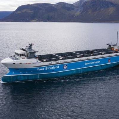 Fully electric autonomous cargo vessel revealed in Norway