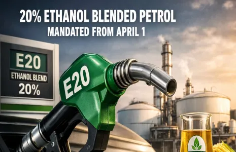 Government Mandates 20 Per Cent Ethanol Blended Petrol From April One