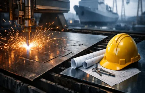 Steel Cutting Of Fifth Fleet Support Ship For Indian Navy