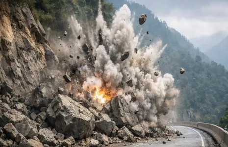 NHAI Controlled Blasting Clears Boulders On Jammu-Srinagar Highway