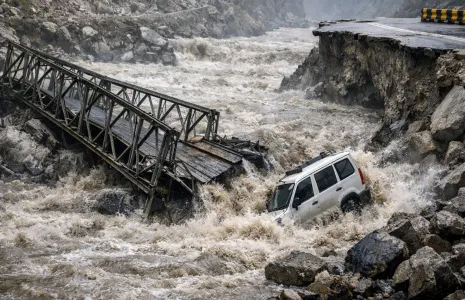 Bailey Bridge Washed Away in Uttarakhand Cutting Off Villages