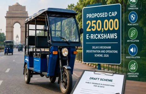 Delhi Government Proposes Cap of 250,000 E-Rickshaws Under Draft Scheme